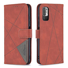 Custodia Portafoglio In Pelle Cover con Supporto B08F per Xiaomi Redmi Note 10T 5G Arancione