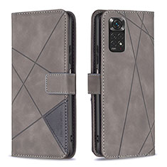 Custodia Portafoglio In Pelle Cover con Supporto B08F per Xiaomi Redmi Note 11S 4G Grigio