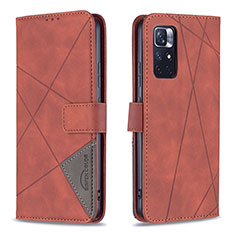 Custodia Portafoglio In Pelle Cover con Supporto B08F per Xiaomi Redmi Note 11S 5G Arancione