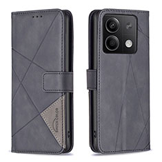 Custodia Portafoglio In Pelle Cover con Supporto B08F per Xiaomi Redmi Note 13 5G Nero