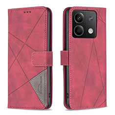 Custodia Portafoglio In Pelle Cover con Supporto B08F per Xiaomi Redmi Note 13 5G Rosso