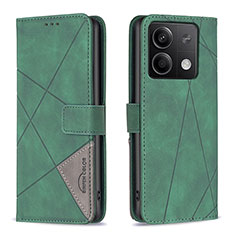 Custodia Portafoglio In Pelle Cover con Supporto B08F per Xiaomi Redmi Note 13 5G Verde