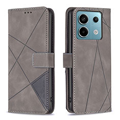 Custodia Portafoglio In Pelle Cover con Supporto B08F per Xiaomi Redmi Note 13 Pro 5G Grigio