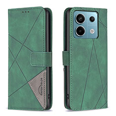 Custodia Portafoglio In Pelle Cover con Supporto B08F per Xiaomi Redmi Note 13 Pro 5G Verde