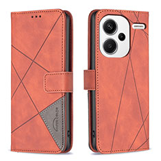 Custodia Portafoglio In Pelle Cover con Supporto B08F per Xiaomi Redmi Note 13 Pro+ Plus 5G Arancione