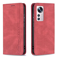 Custodia Portafoglio In Pelle Cover con Supporto B09F per Xiaomi Mi 12 5G Rosso