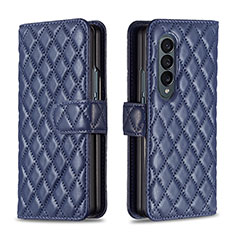 Custodia Portafoglio In Pelle Cover con Supporto B10F per Samsung Galaxy Z Fold3 5G Blu
