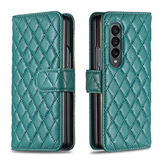 Custodia Portafoglio In Pelle Cover con Supporto B10F per Samsung Galaxy Z Fold3 5G Verde