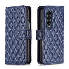 Custodia Portafoglio In Pelle Cover con Supporto B10F per Samsung Galaxy Z Fold4 5G Blu