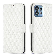 Custodia Portafoglio In Pelle Cover con Supporto B11F per Motorola Moto Edge Plus (2023) 5G Bianco