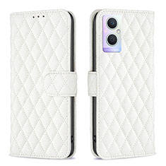 Custodia Portafoglio In Pelle Cover con Supporto B11F per Oppo Reno7 Lite 5G Bianco