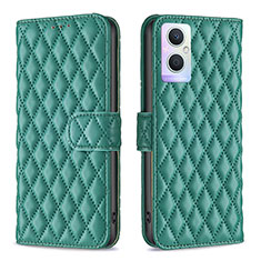 Custodia Portafoglio In Pelle Cover con Supporto B11F per Oppo Reno7 Lite 5G Verde