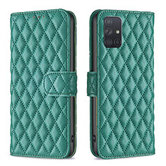 Custodia Portafoglio In Pelle Cover con Supporto B11F per Samsung Galaxy A71 4G A715 Verde