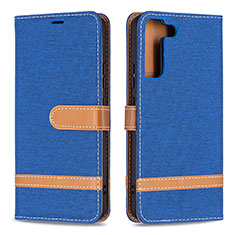 Custodia Portafoglio In Pelle Cover con Supporto B11F per Samsung Galaxy S21 5G Blu