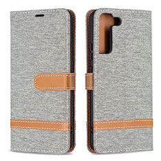 Custodia Portafoglio In Pelle Cover con Supporto B11F per Samsung Galaxy S21 5G Grigio