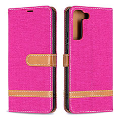 Custodia Portafoglio In Pelle Cover con Supporto B11F per Samsung Galaxy S21 FE 5G Rosa Caldo