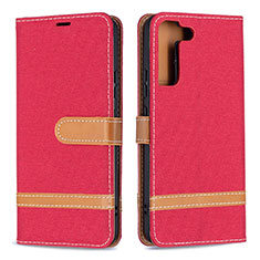 Custodia Portafoglio In Pelle Cover con Supporto B11F per Samsung Galaxy S21 FE 5G Rosso