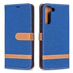 Custodia Portafoglio In Pelle Cover con Supporto B11F per Samsung Galaxy S21 Plus 5G Blu