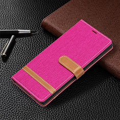 Custodia Portafoglio In Pelle Cover con Supporto B11F per Samsung Galaxy S21 Ultra 5G Rosa Caldo