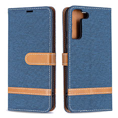 Custodia Portafoglio In Pelle Cover con Supporto B11F per Samsung Galaxy S22 Plus 5G Blu Notte