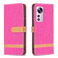 Custodia Portafoglio In Pelle Cover con Supporto B11F per Xiaomi Mi 12 5G Rosa Caldo