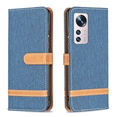 Custodia Portafoglio In Pelle Cover con Supporto B11F per Xiaomi Mi 12 Pro 5G Cielo Blu