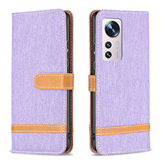 Custodia Portafoglio In Pelle Cover con Supporto B11F per Xiaomi Mi 12 Pro 5G Lavanda