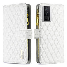 Custodia Portafoglio In Pelle Cover con Supporto B11F per Xiaomi Poco F5 Pro 5G Bianco