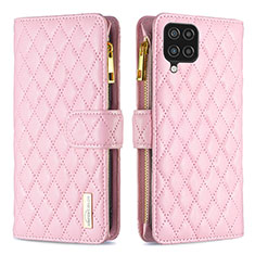 Custodia Portafoglio In Pelle Cover con Supporto B12F per Samsung Galaxy A12 Oro Rosa