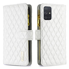 Custodia Portafoglio In Pelle Cover con Supporto B12F per Samsung Galaxy A71 4G A715 Bianco