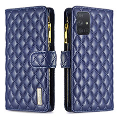 Custodia Portafoglio In Pelle Cover con Supporto B12F per Samsung Galaxy A71 4G A715 Blu