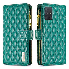 Custodia Portafoglio In Pelle Cover con Supporto B12F per Samsung Galaxy A71 4G A715 Verde
