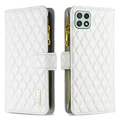 Custodia Portafoglio In Pelle Cover con Supporto B12F per Samsung Galaxy F42 5G Bianco
