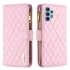 Custodia Portafoglio In Pelle Cover con Supporto B12F per Samsung Galaxy M32 5G Oro Rosa