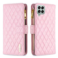 Custodia Portafoglio In Pelle Cover con Supporto B12F per Samsung Galaxy M33 5G Oro Rosa