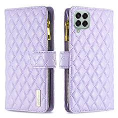 Custodia Portafoglio In Pelle Cover con Supporto B12F per Samsung Galaxy M33 5G Viola