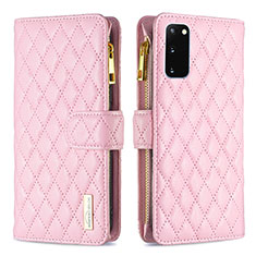 Custodia Portafoglio In Pelle Cover con Supporto B12F per Samsung Galaxy S20 5G Oro Rosa