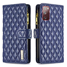 Custodia Portafoglio In Pelle Cover con Supporto B12F per Samsung Galaxy S20 Lite 5G Blu