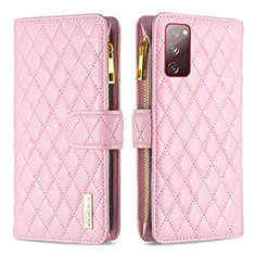 Custodia Portafoglio In Pelle Cover con Supporto B12F per Samsung Galaxy S20 Lite 5G Oro Rosa