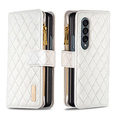 Custodia Portafoglio In Pelle Cover con Supporto B12F per Samsung Galaxy Z Fold3 5G Bianco