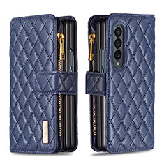 Custodia Portafoglio In Pelle Cover con Supporto B12F per Samsung Galaxy Z Fold4 5G Blu