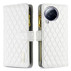Custodia Portafoglio In Pelle Cover con Supporto B12F per Xiaomi Civi 3 5G Bianco