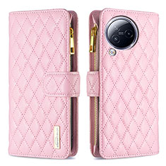 Custodia Portafoglio In Pelle Cover con Supporto B12F per Xiaomi Civi 3 5G Oro Rosa