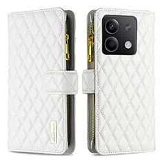Custodia Portafoglio In Pelle Cover con Supporto B12F per Xiaomi Redmi Note 13 5G Bianco