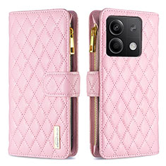 Custodia Portafoglio In Pelle Cover con Supporto B12F per Xiaomi Redmi Note 13 5G Oro Rosa