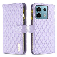 Custodia Portafoglio In Pelle Cover con Supporto B12F per Xiaomi Redmi Note 13 Pro 5G Viola