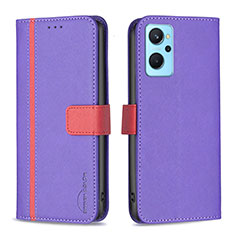 Custodia Portafoglio In Pelle Cover con Supporto B13F per Oppo A96 4G Viola