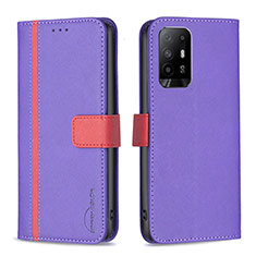 Custodia Portafoglio In Pelle Cover con Supporto B13F per Oppo F19 Pro+ Plus 5G Viola