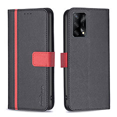 Custodia Portafoglio In Pelle Cover con Supporto B13F per Oppo F19s Nero