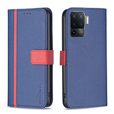 Custodia Portafoglio In Pelle Cover con Supporto B13F per Oppo Reno5 F Blu